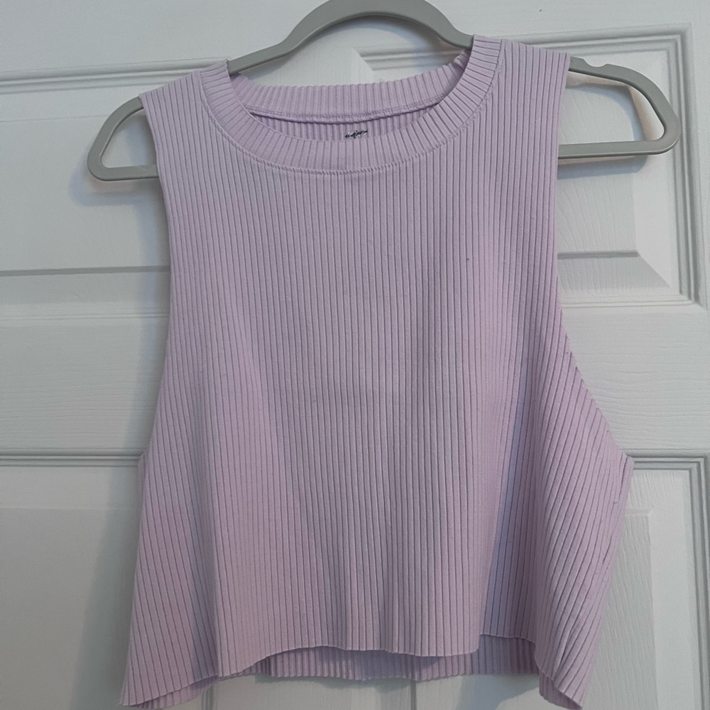 aerie Ribbed Sleeveless Crop Tank - Light Lavender